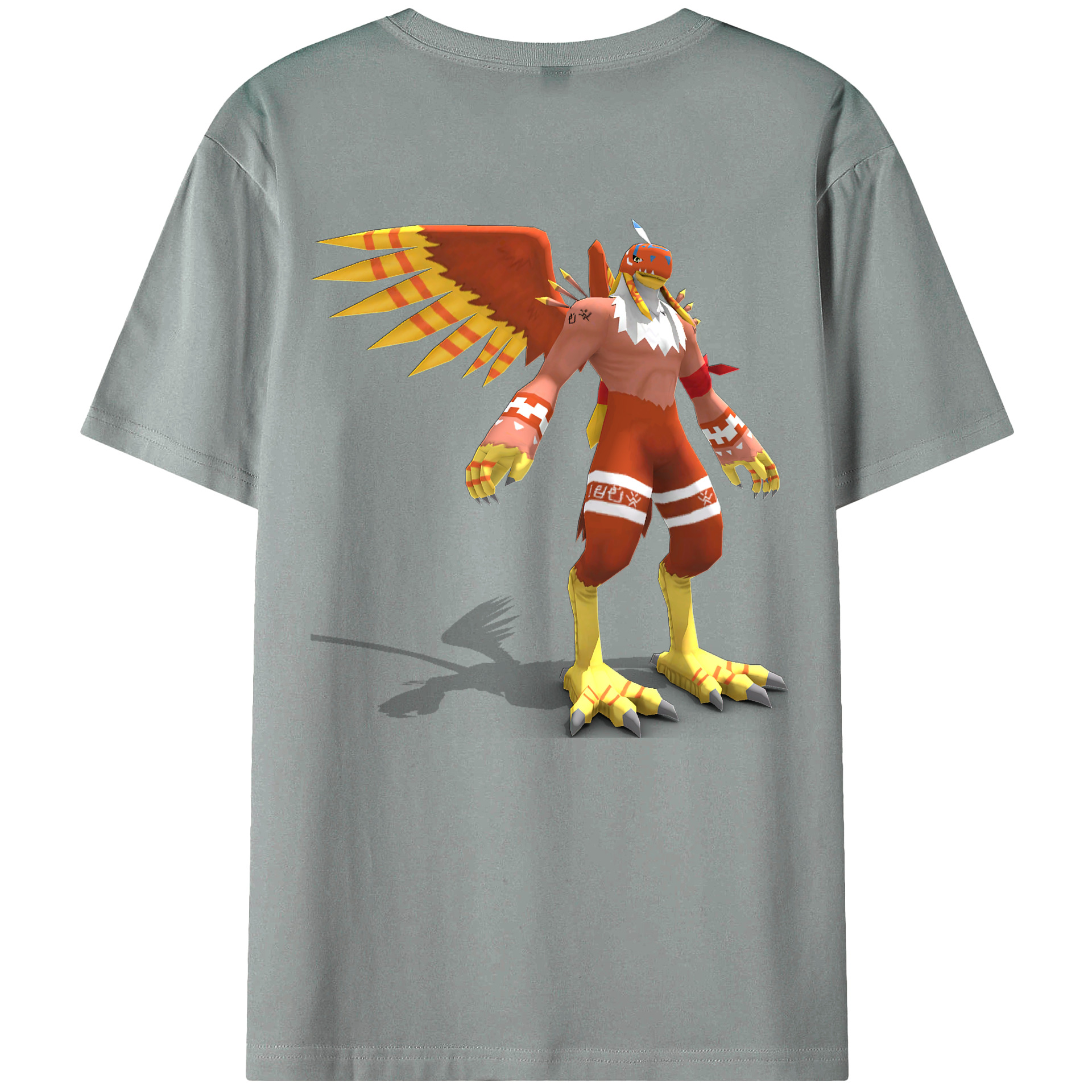 （画像用） Digimon デジタルモンスター/デジモン 綿100％ メンズ半袖Tシャツ（バックプリント） 通気性